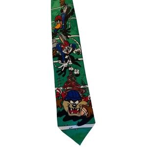 Vintage 1993 Looney Tunes Mania Football Neck Tie Tasmanian Devil Bugs Bunny